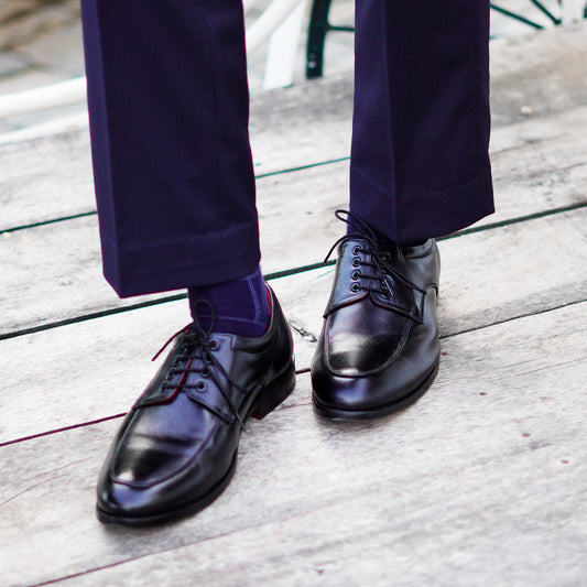 MATR Red Series Men’s Black Leather Apron Toe Derby Shoes