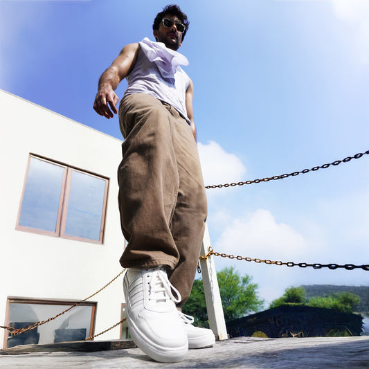 MATR Luxe Street Men’s White Leather Lace-Up Sneakers