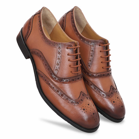 MATR Cosmo Men's Tan Brogue Leather Shoes
