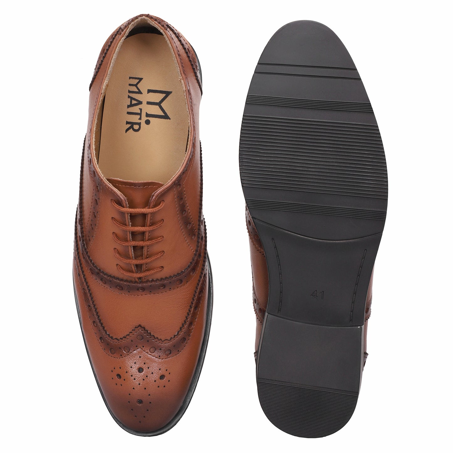 MATR Cosmo Men's Tan Brogue Leather Shoes