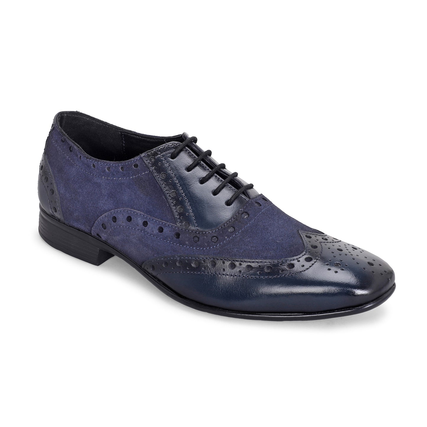 MATR Cosmo Men's Blue Suede & Leather, TPR Sole Party Brogue Shoes