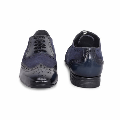MATR Cosmo Men's Blue Suede & Leather, TPR Sole Party Brogue Shoes