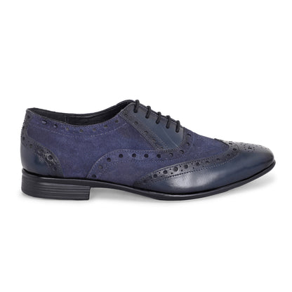 MATR Cosmo Men's Blue Suede & Leather, TPR Sole Party Brogue Shoes