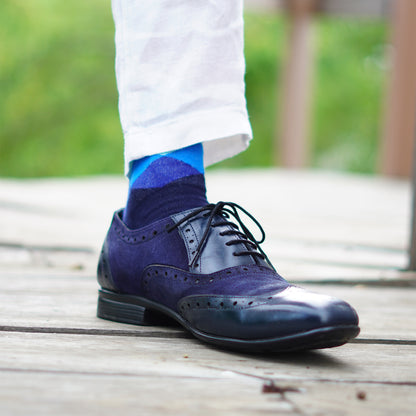 MATR Cosmo Men's Blue Suede & Leather, TPR Sole Party Brogue Shoes