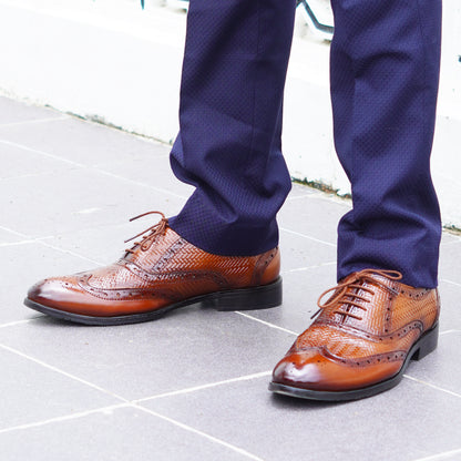 MATR Cosmo Men's Tan Brogue Leather Shoes