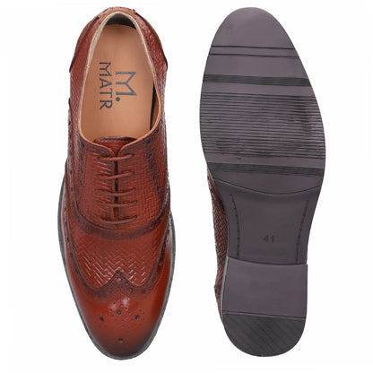 MATR Cosmo Men's Tan Brogue Leather Shoes