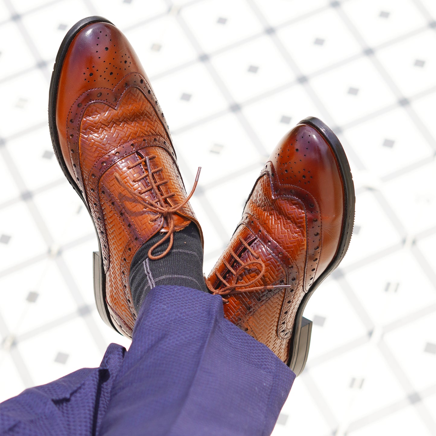 MATR Cosmo Men's Tan Brogue Leather Shoes