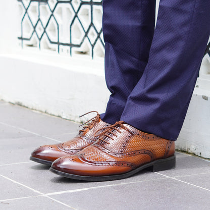 MATR Cosmo Men's Tan Brogue Leather Shoes