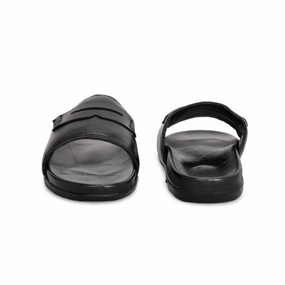 MATR Classic Men's Black Textured Horsebit Casual Slider Slip-On Sandals