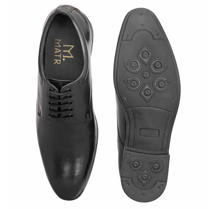 MATR Mains Men’s Classic Black Leather Derby Shoes