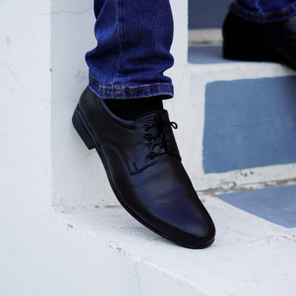 MATR Mains Men’s Classic Black Leather Derby Shoes