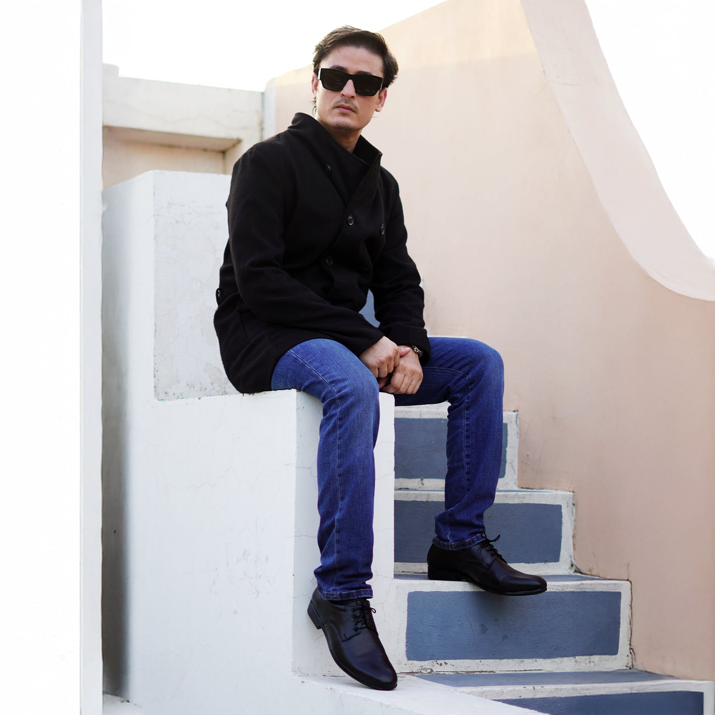 MATR Mains Men’s Classic Black Leather Derby Shoes