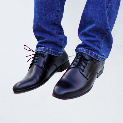 MATR Mains Men’s Classic Black Leather Derby Shoes