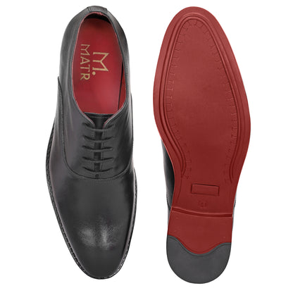 MATR Red Series Men’s Classic Black Leather Lace-Ups Shoes
