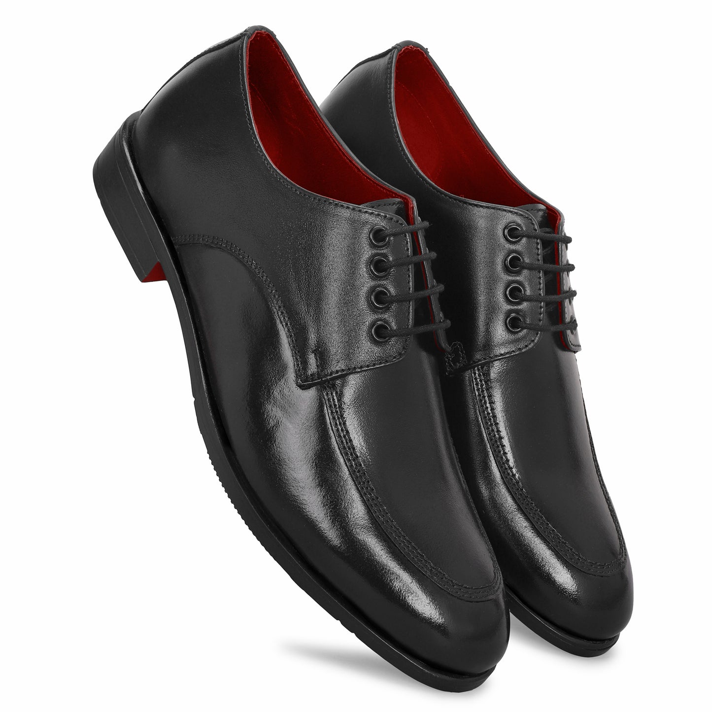 MATR Red Series Men’s Black Leather Apron Toe Derby Shoes