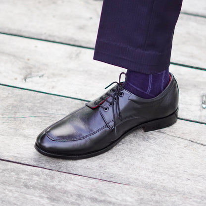 MATR Red Series Men’s Black Leather Apron Toe Derby Shoes