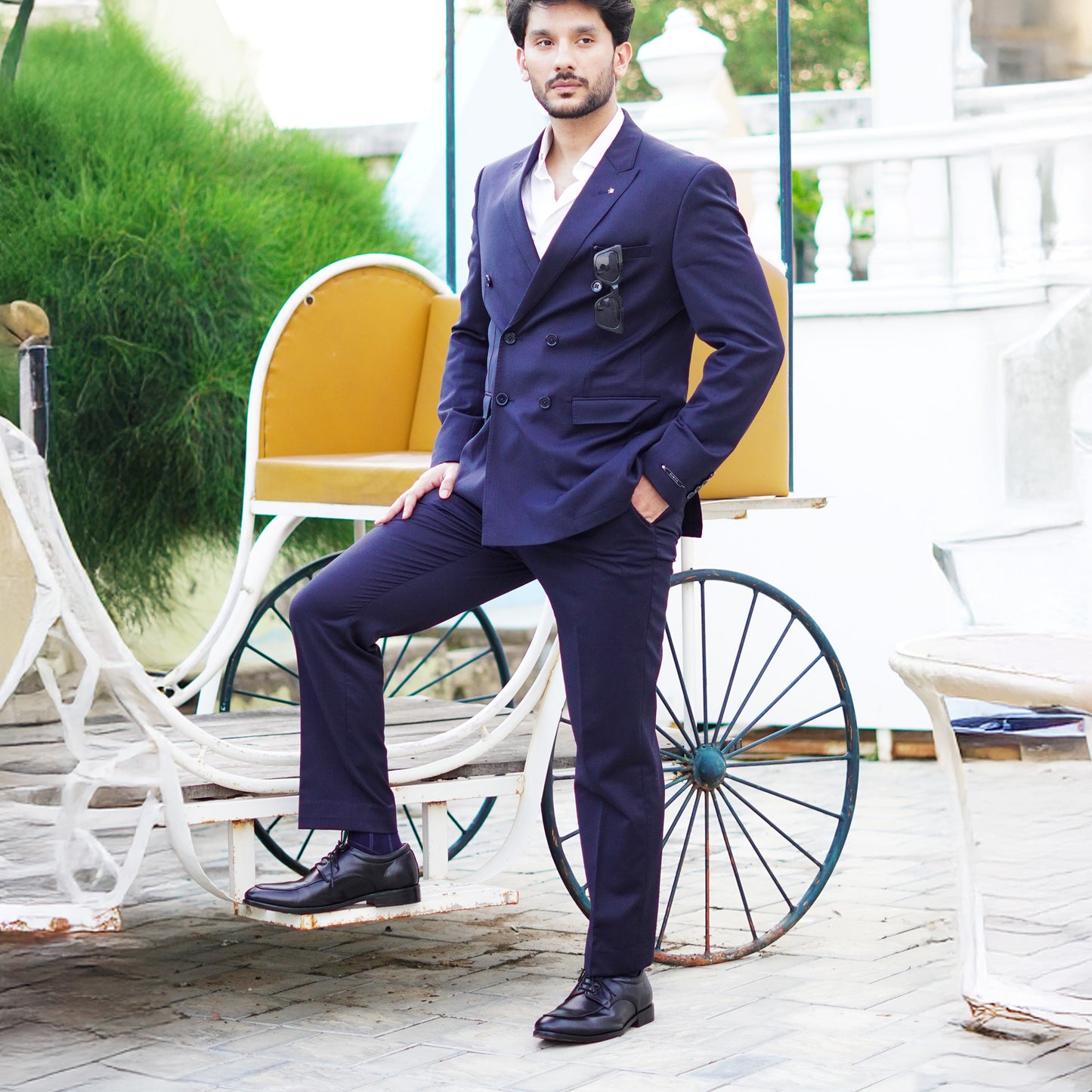 MATR Red Series Men’s Black Leather Apron Toe Derby Shoes