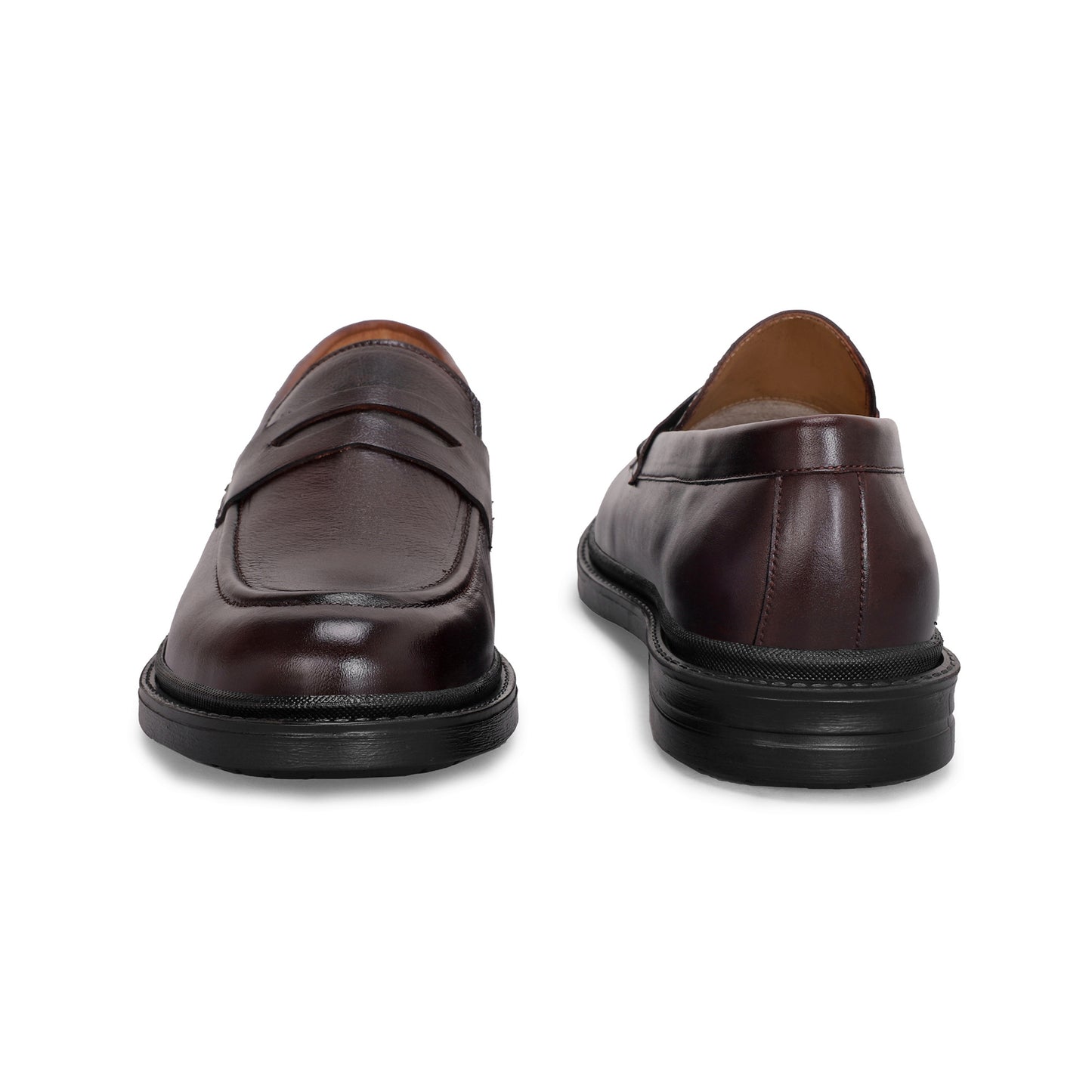 MATR Old Money Men's Brown Leather Moccasin Shoes, Classic Slip-On Formal Footwear