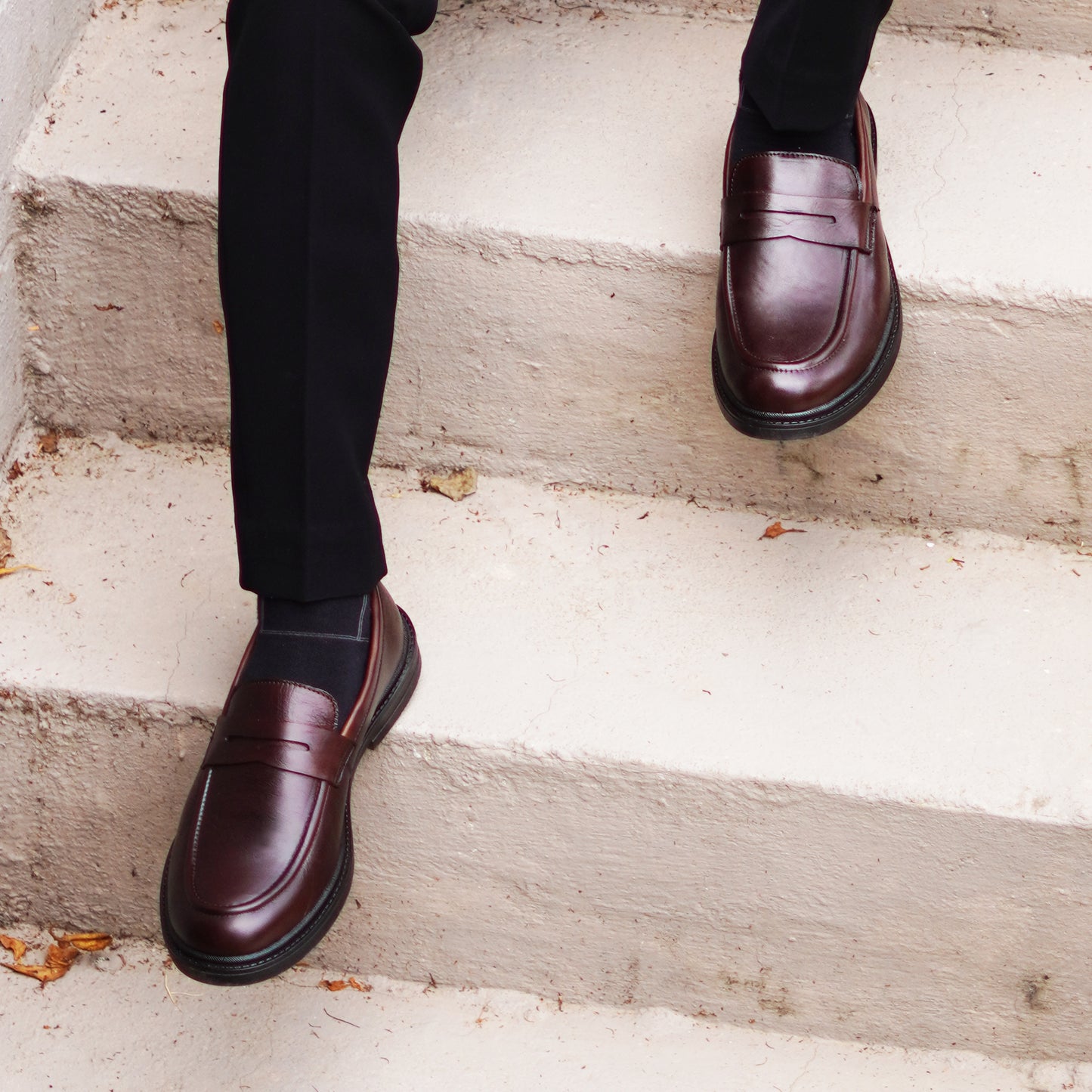 MATR Old Money Men's Brown Leather Moccasin Shoes, Classic Slip-On Formal Footwear