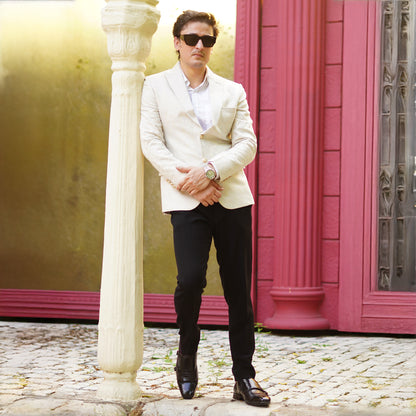 MATR Strap Me Down Men's Blck Croc-Embossed Double Monk Strap Leather Shoes