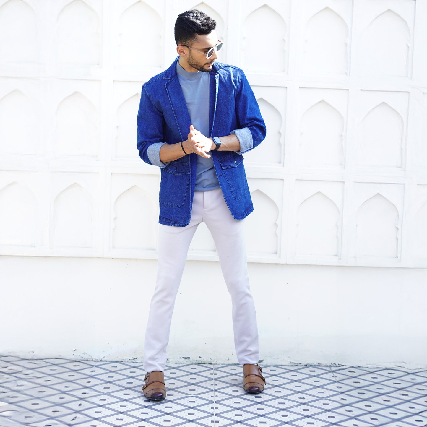 MATR Strap Me Down Men’s Tan Leather Double Monk Strap Shoes – Brogue Toe Formal Footwear