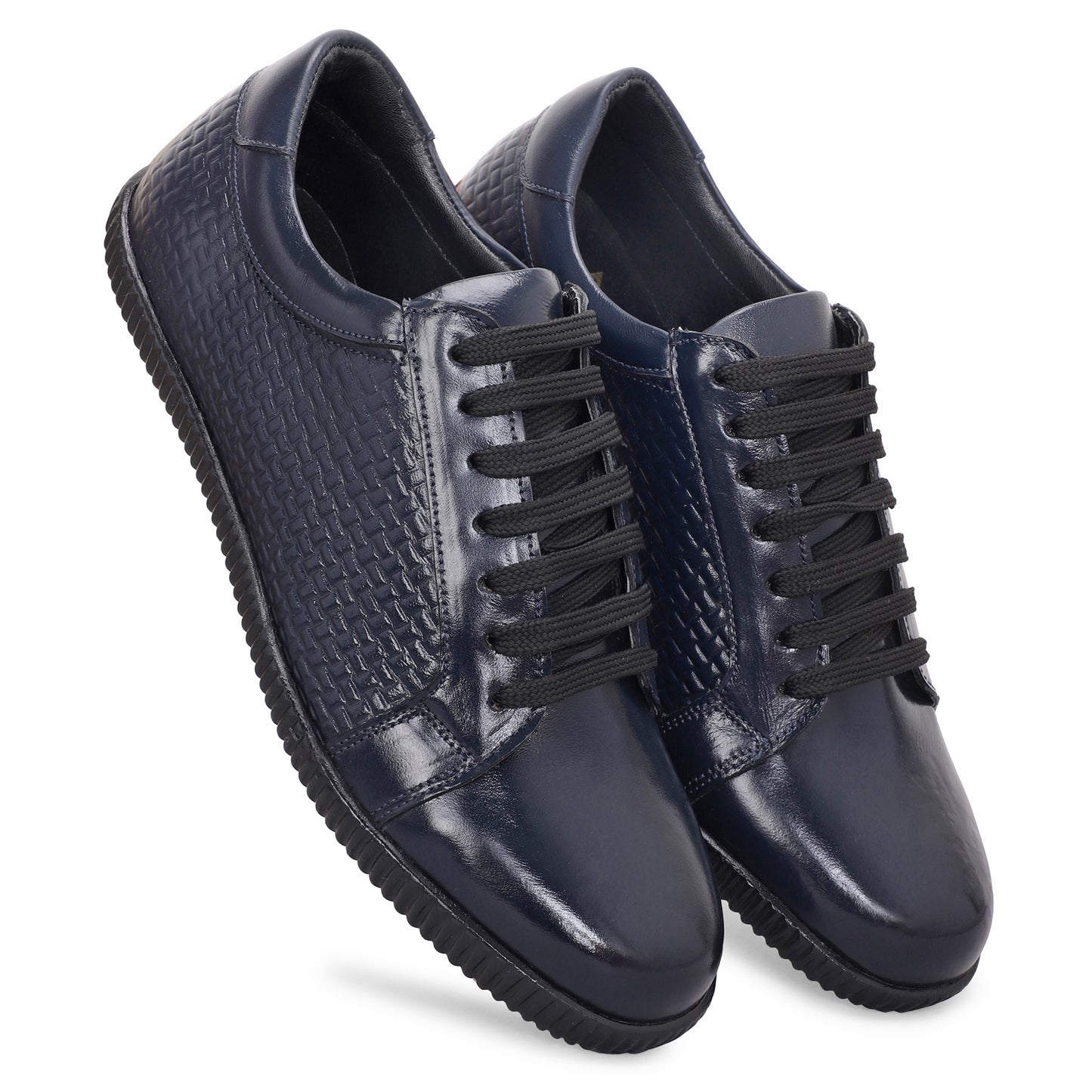 MATR Luxe Men's Navy Textured Leather Sneakers