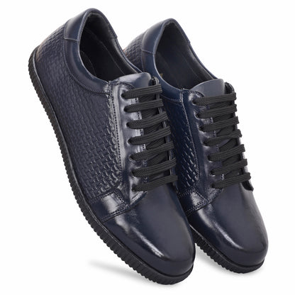 MATR Luxe Men's Navy Textured Leather Sneakers