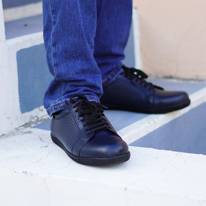 MATR Luxe Men's Navy Textured Leather Sneakers