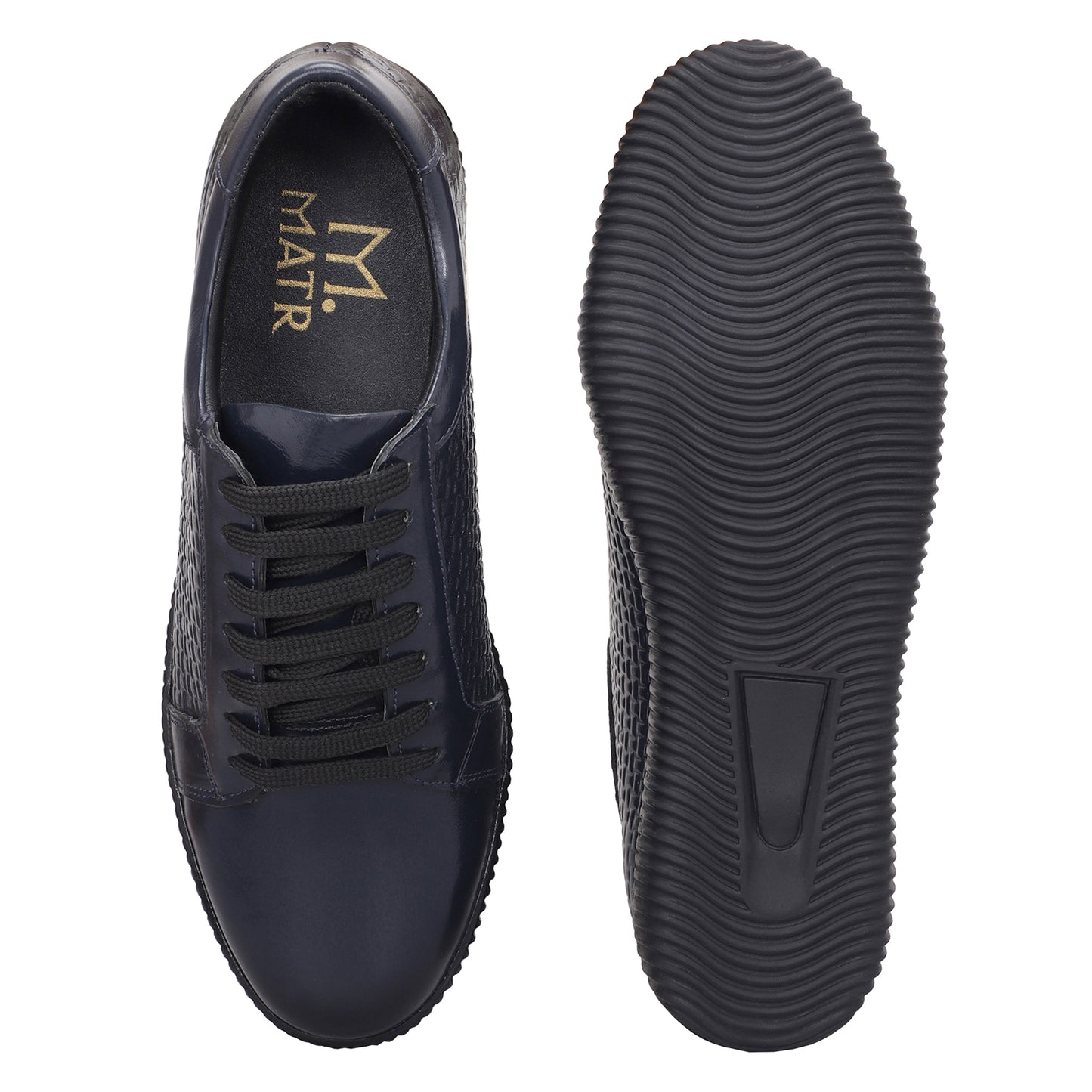MATR Luxe Men's Navy Textured Leather Sneakers