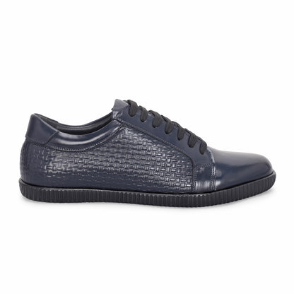 MATR Luxe Men's Navy Textured Leather Sneakers