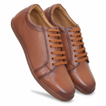 MATR Luxe Men’s Beige Smooth Leather Casual Sneakers