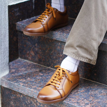 MATR Luxe Men’s Beige Smooth Leather Casual Sneakers