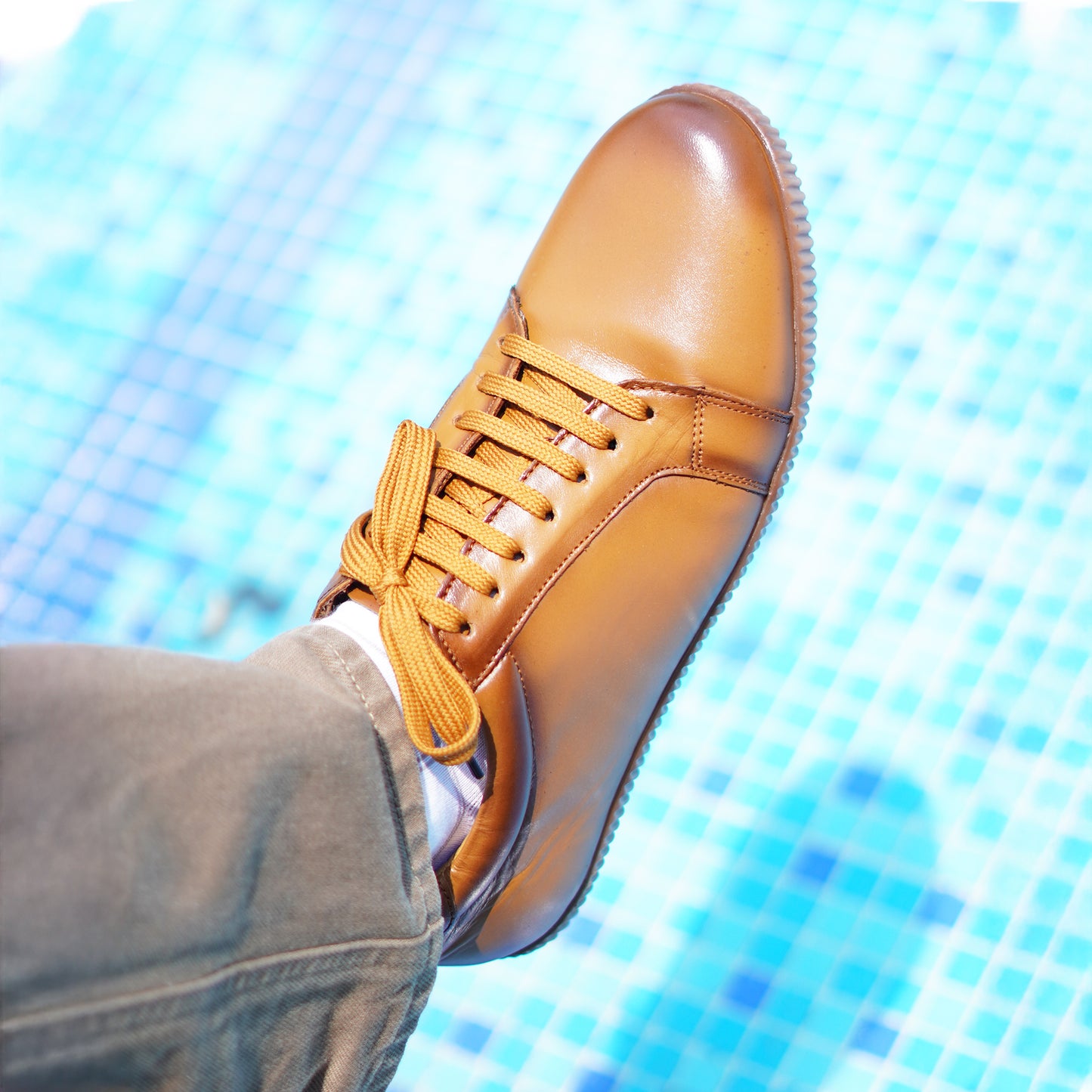 MATR Luxe Men’s Beige Smooth Leather Casual Sneakers