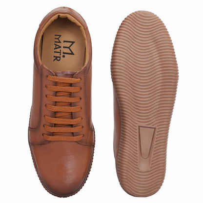 MATR Luxe Men’s Beige Smooth Leather Casual Sneakers