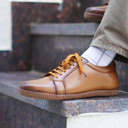 MATR Luxe Men’s Beige Smooth Leather Casual Sneakers