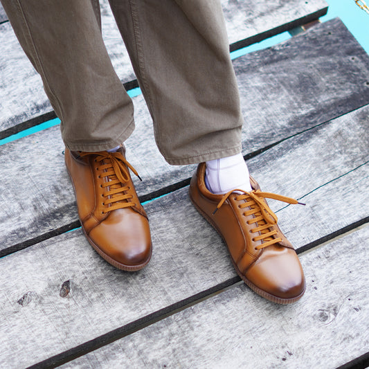 MATR Luxe Men’s Beige Smooth Leather Casual Sneakers