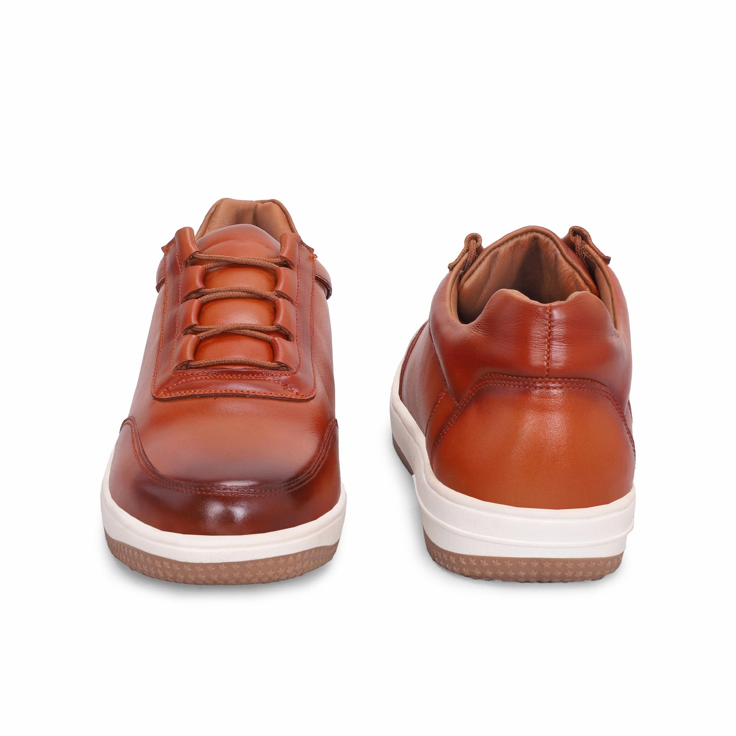 MATR Luxe Men's Tan Leather Casual Sneakers – Elastic Lace's Slip-On with Matching Sole