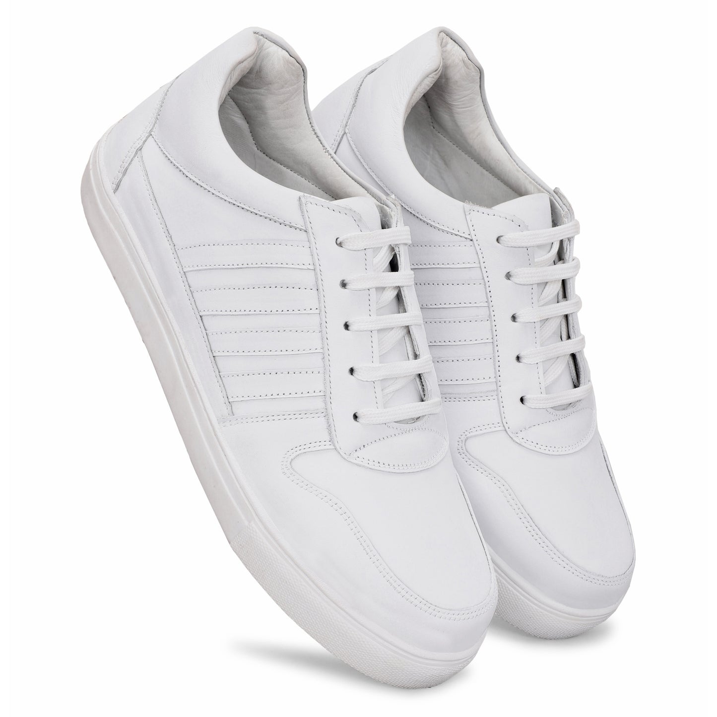 MATR Luxe Street Men’s White Leather Lace-Up Sneakers