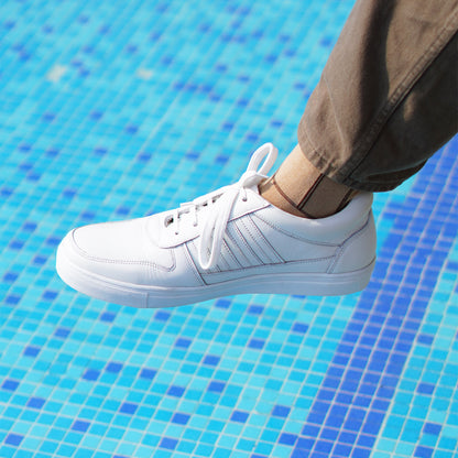 MATR Luxe Street Men’s White Leather Lace-Up Sneakers