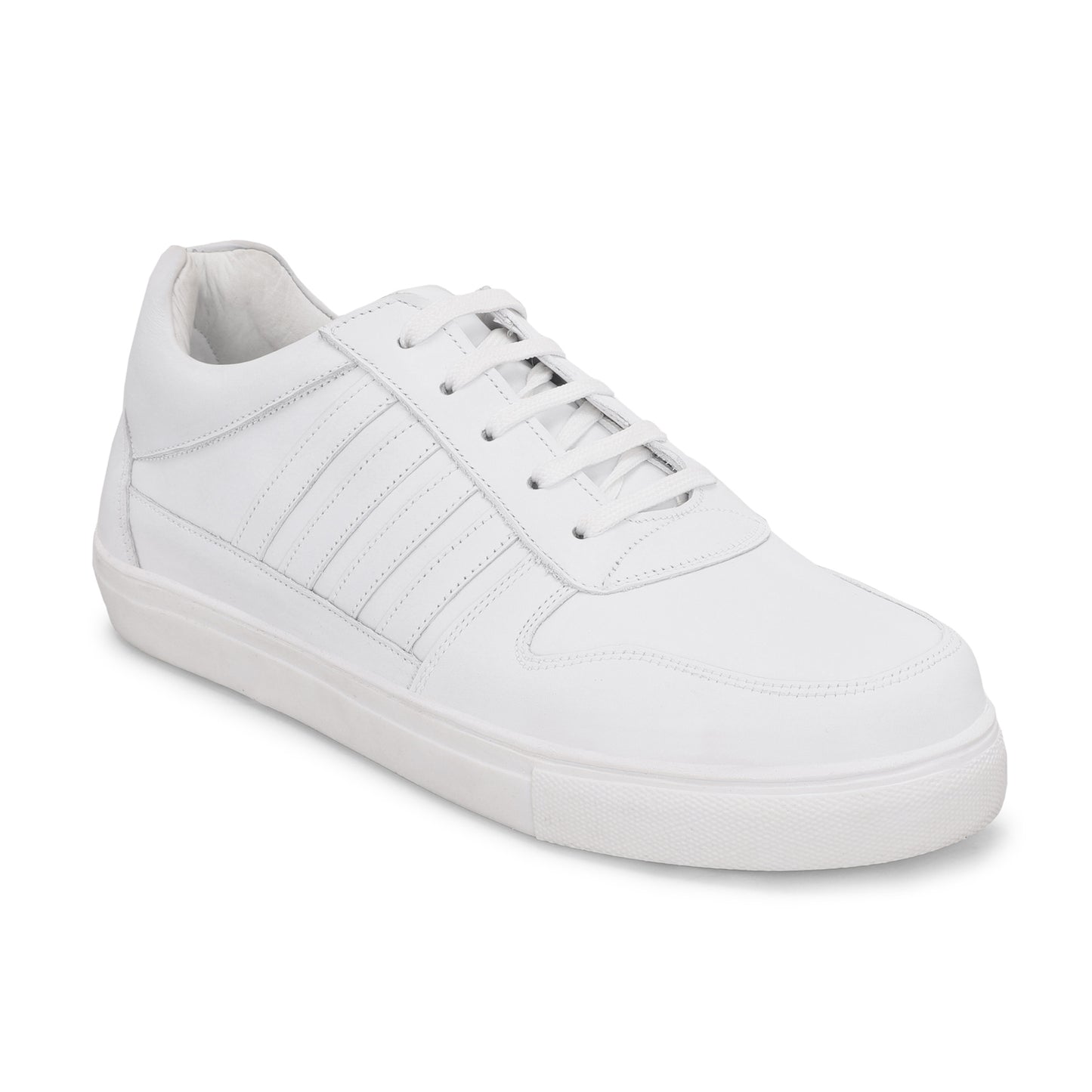 MATR Luxe Street Men’s White Leather Lace-Up Sneakers