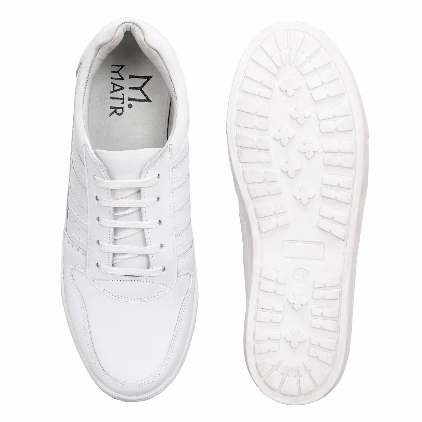 MATR Luxe Street Men’s White Leather Lace-Up Sneakers