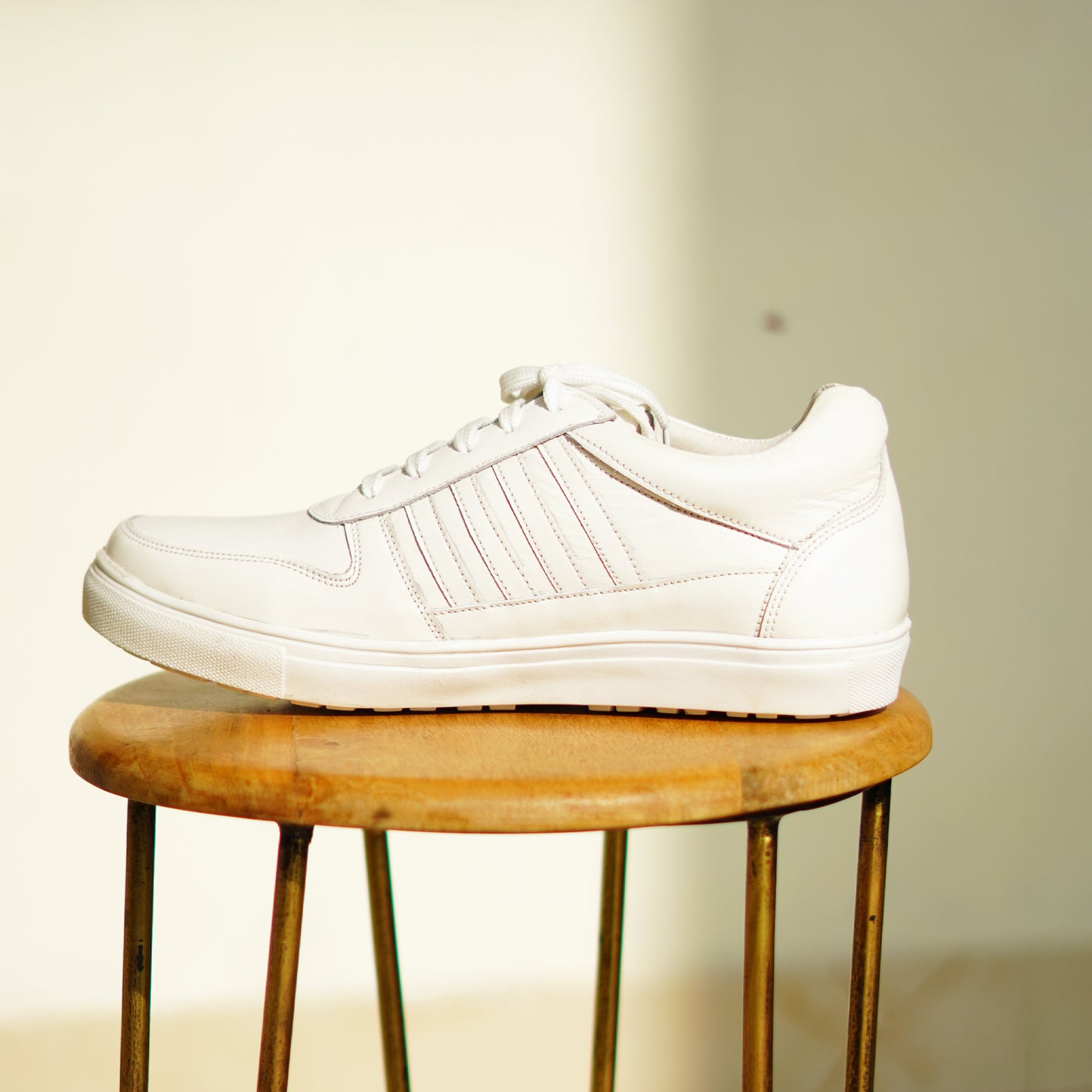 MATR Luxe Street Men’s White Leather Lace-Up Sneakers