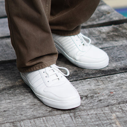 MATR Luxe Street Men’s White Leather Lace-Up Sneakers