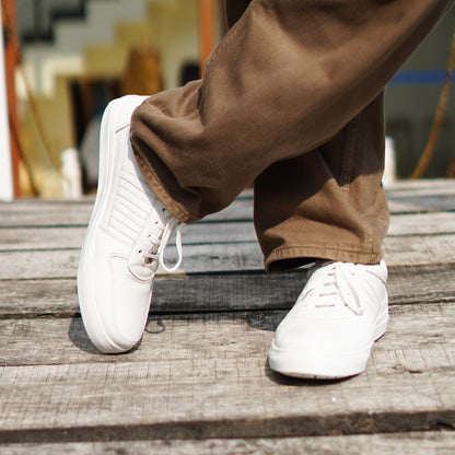 MATR Luxe Street Men’s White Leather Lace-Up Sneakers