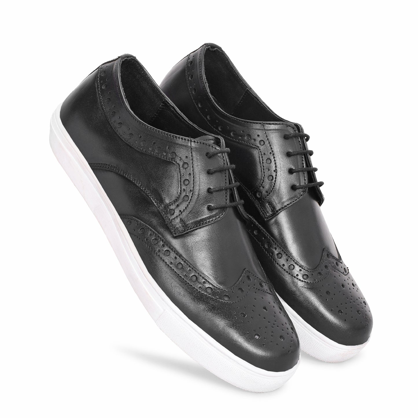 MATR Luxe Street Men’s Black Brogue Leather Sneakers