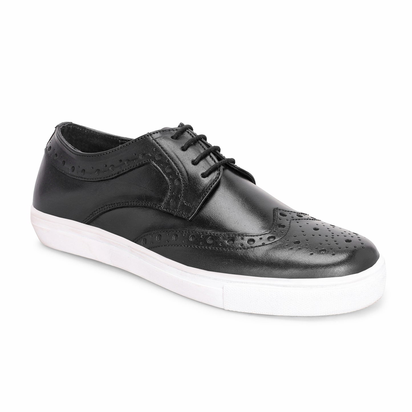 MATR Luxe Street Men’s Black Brogue Leather Sneakers