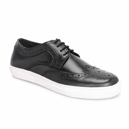 MATR Luxe Street Men’s Black Brogue Leather Sneakers