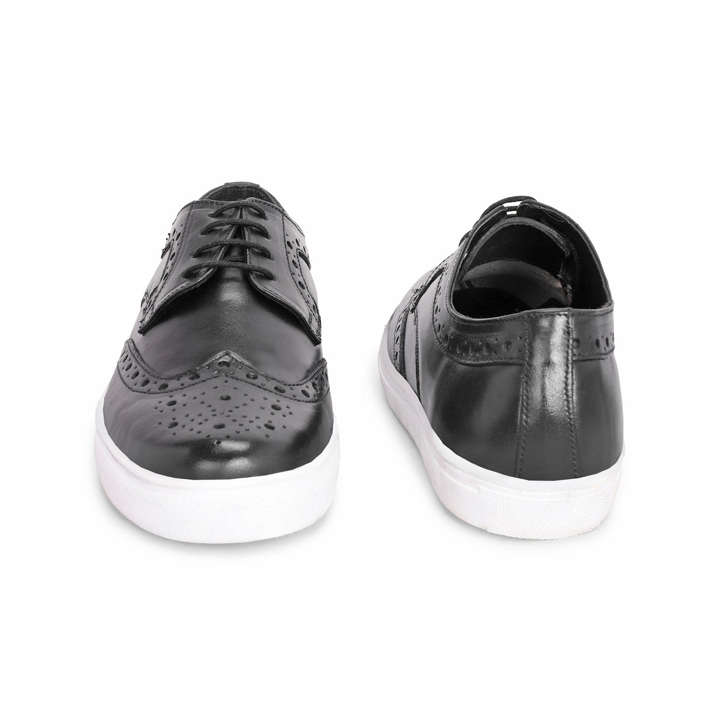 MATR Luxe Street Men’s Black Brogue Leather Sneakers