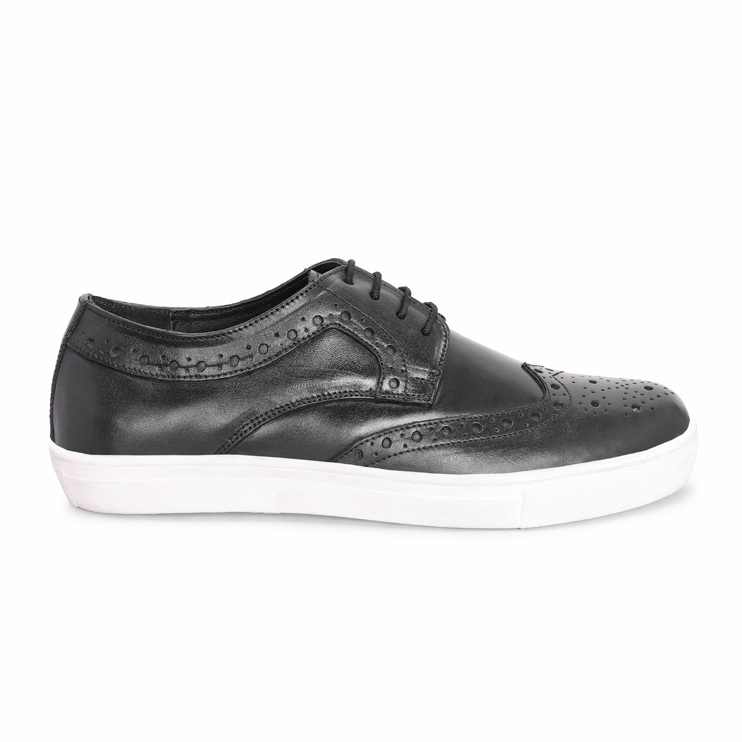 MATR Luxe Street Men’s Black Brogue Leather Sneakers