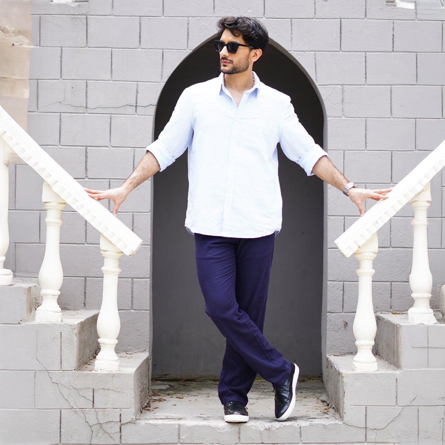 MATR Luxe Street Men’s Black Brogue Leather Sneakers